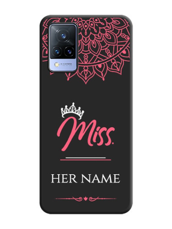 Custom Mrs Name with Floral Design on Space Black Personalized Soft Matte Phone Covers - Vivo V21 5G