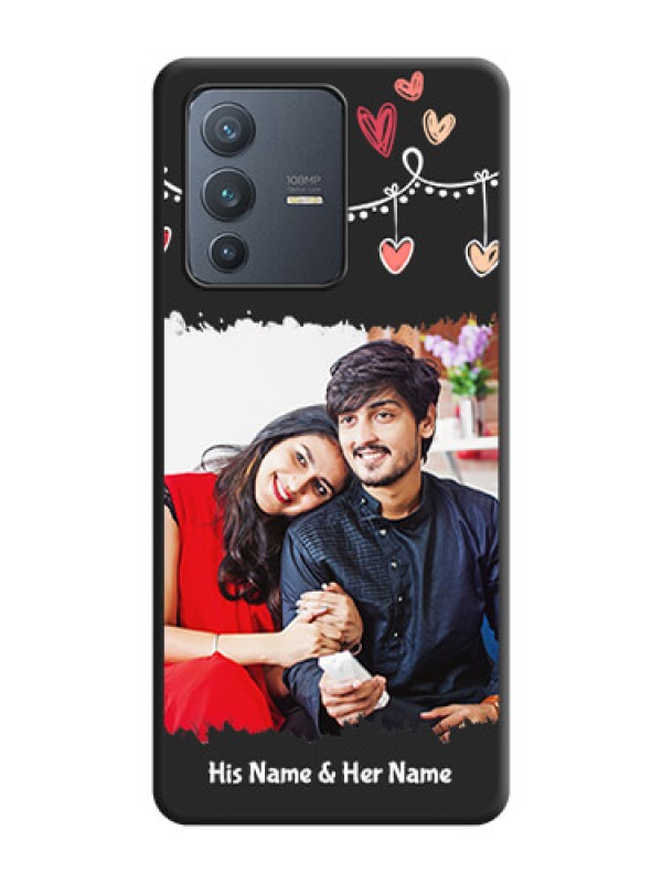 Custom Pink Love Hangings with Name on Space Black Custom Soft Matte Phone Cases - Vivo V23 Pro 5G