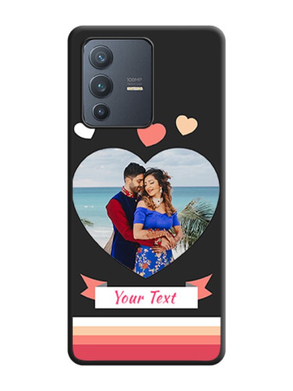 Custom Love Shaped Photo with Colorful Stripes on Personalised Space Black Soft Matte Cases - Vivo V23 Pro 5G
