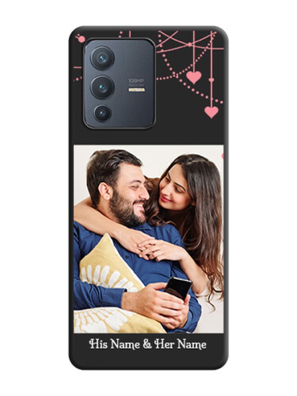 Custom Pink Love Hangings with Text on Space Black Custom Soft Matte Back Cover - Vivo V23 Pro 5G