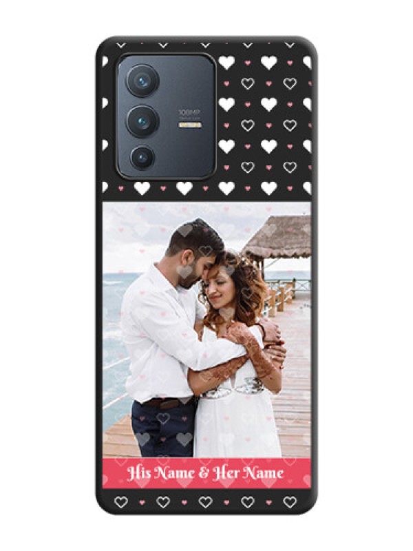 Custom White Color Love Symbols with Text Design on Photo on Space Black Soft Matte Phone Cover - Vivo V23 Pro 5G