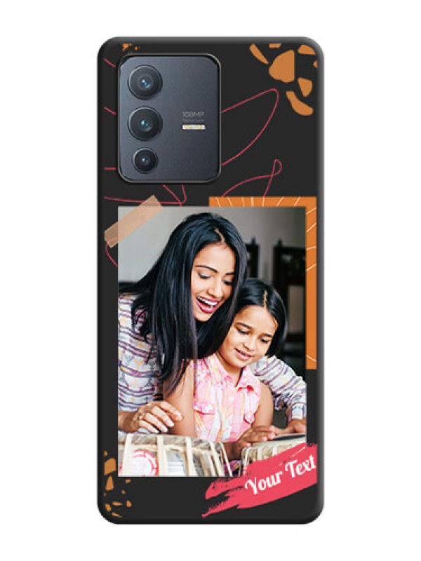 Custom Orange Photo Frame on Space Black Custom Soft Matte Phone Back Cover - Vivo V23 Pro 5G