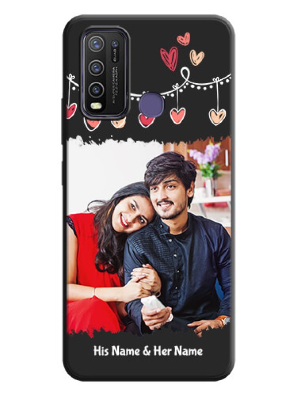 Custom Pink Love Hangings with Name on Space Black Custom Soft Matte Phone Cases - Vivo Y50