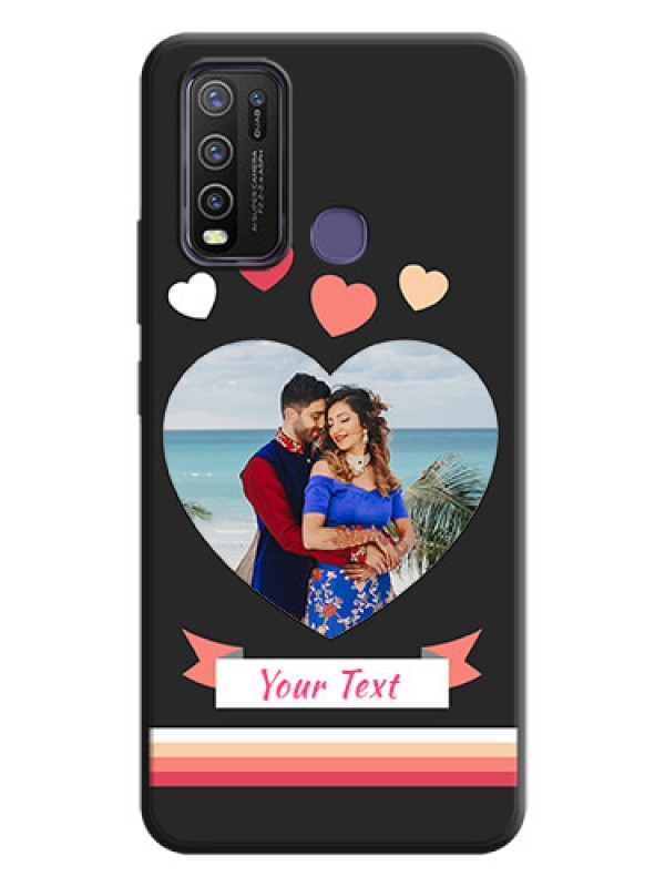Custom Love Shaped Photo with Colorful Stripes on Personalised Space Black Soft Matte Cases - Vivo Y50