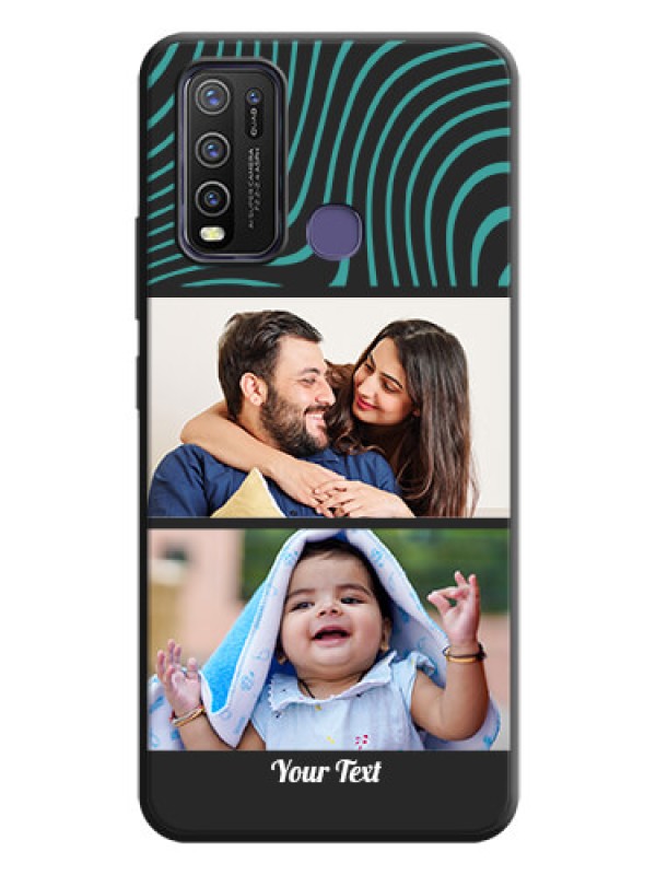 Custom Wave Pattern with 2 Image Holder on Space Black Personalized Soft Matte Phone Covers - Vivo Y50
