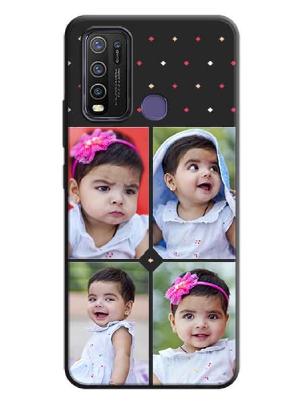 Custom Multicolor Dotted Pattern with 4 Image Holder on Space Black Custom Soft Matte Phone Cases - Vivo Y50
