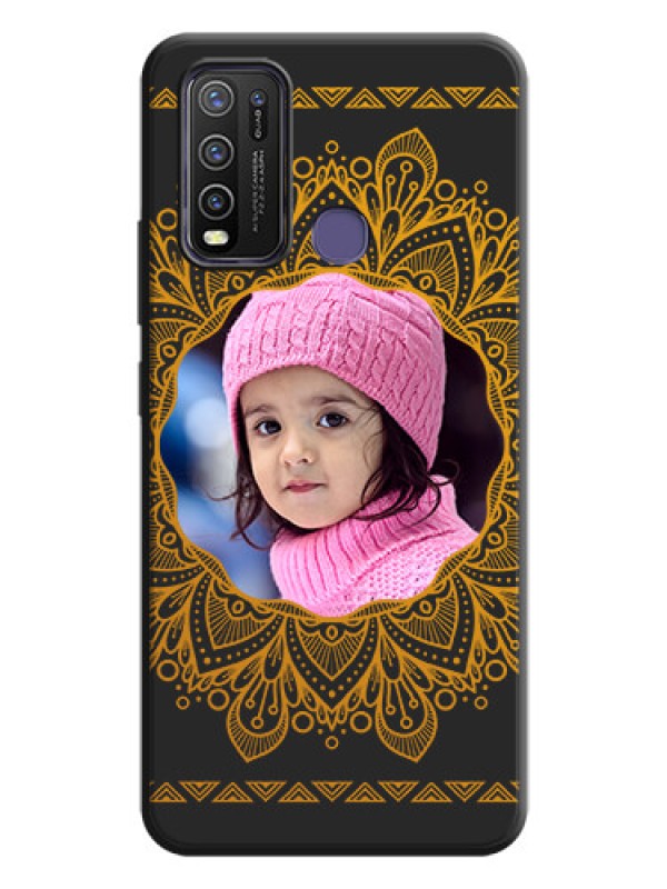 Custom Round Image with Floral Design - Photo on Space Black Soft Matte Mobile Cover - Vivo Y50
