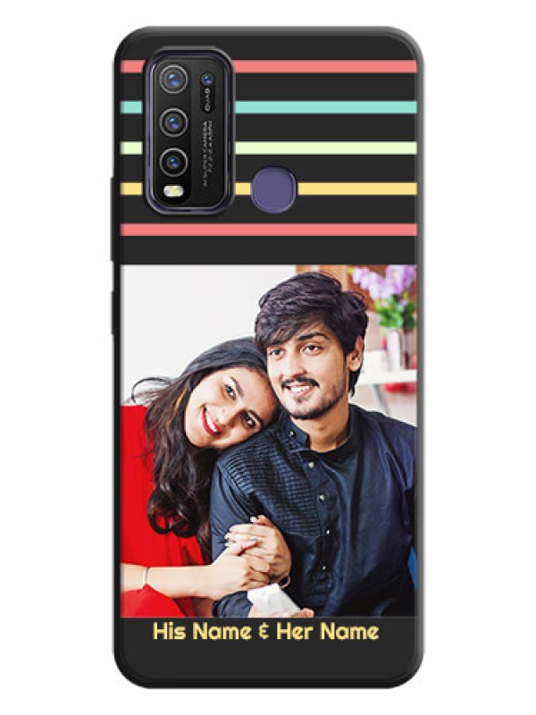 Custom Color Stripes with Photo and Text - Photo on Space Black Soft Matte Mobile Case - Vivo Y50