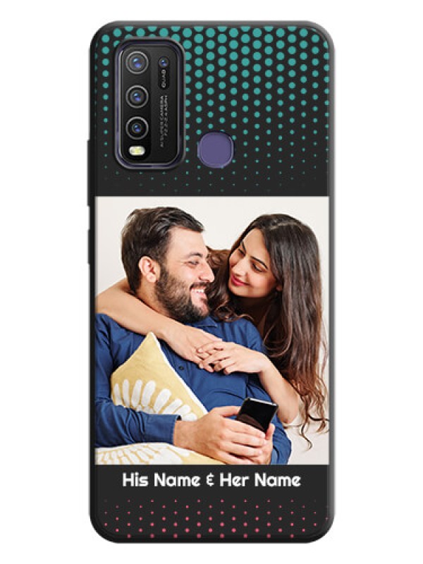 Custom Faded Dots with Grunge Photo Frame and Text on Space Black Custom Soft Matte Phone Cases - Vivo Y50
