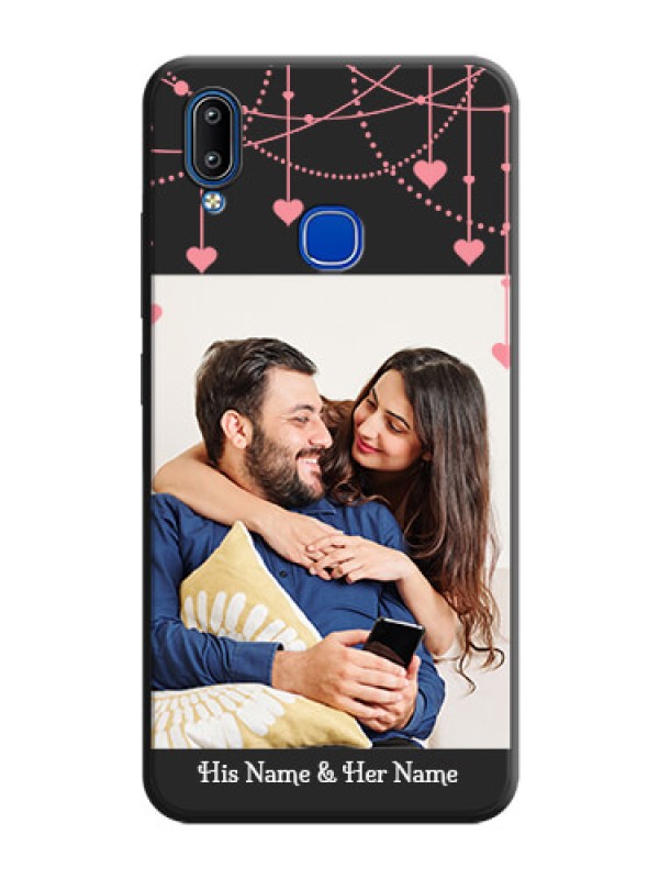 Custom Pink Love Hangings with Text on Space Black Custom Soft Matte Back Cover - Vivo Y93