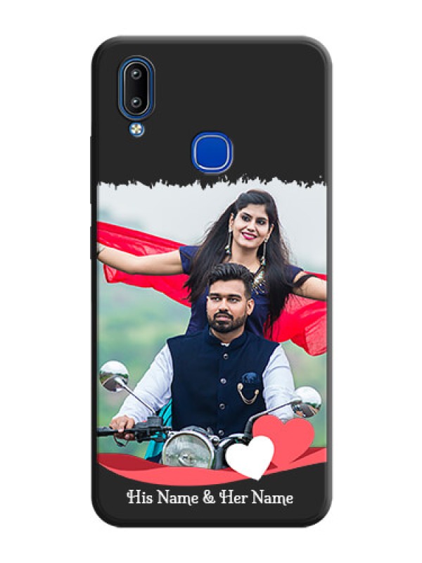 Custom Pink Color Love Shaped Ribbon Design with Text on Space Black Custom Soft Matte Phone Back Cover - Vivo Y93
