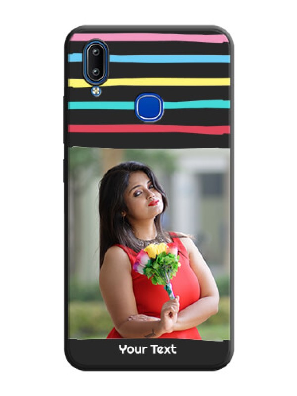 Custom Multicolor Lines with Image on Space Black Personalized Soft Matte Phone Covers - Vivo Y93