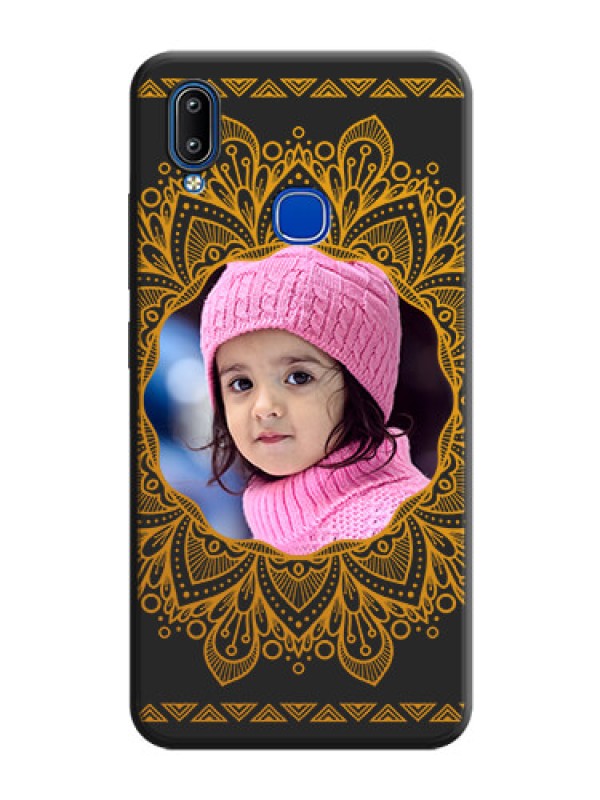 Custom Round Image with Floral Design - Photo on Space Black Soft Matte Mobile Cover - Vivo Y93