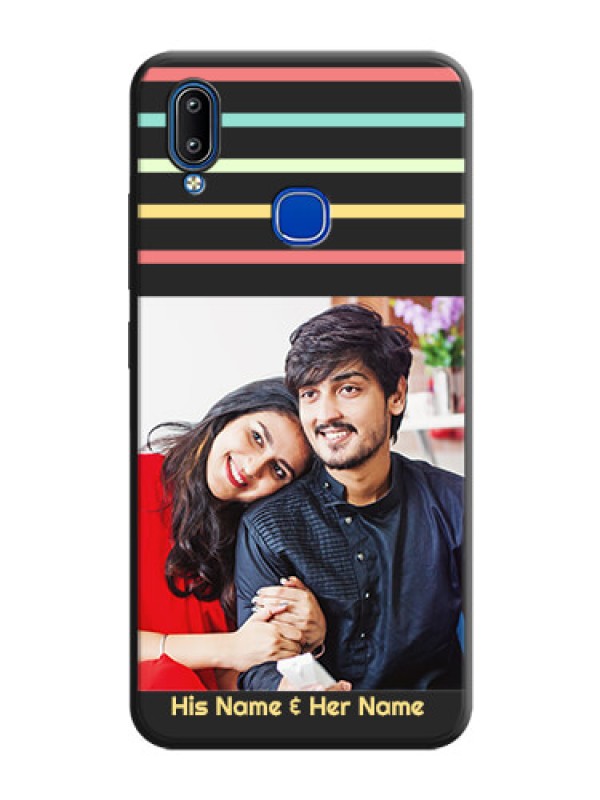Custom Color Stripes with Photo and Text - Photo on Space Black Soft Matte Mobile Case - Vivo Y93
