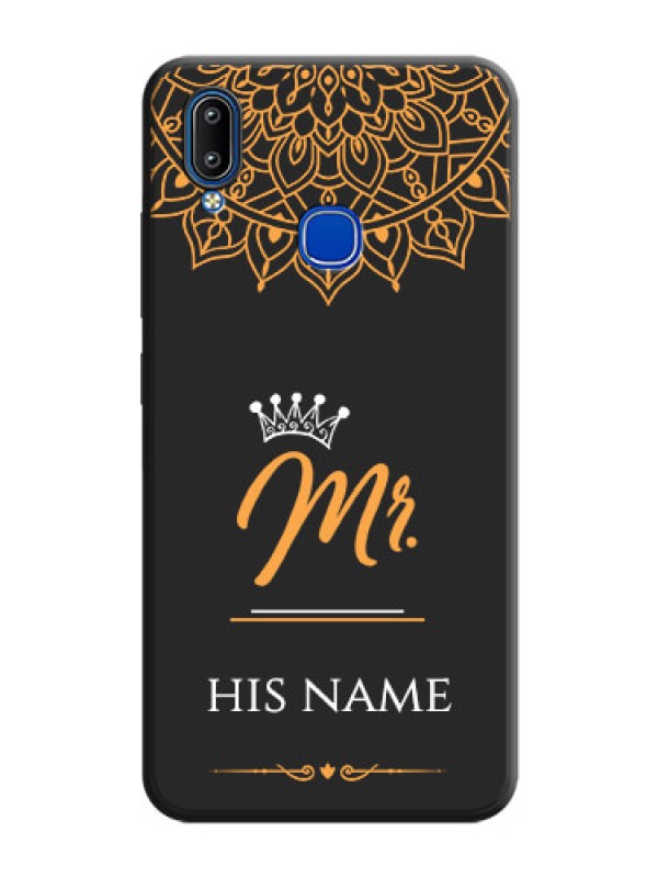Custom Mr Name with Floral Design  on Personalised Space Black Soft Matte Cases - Vivo Y93