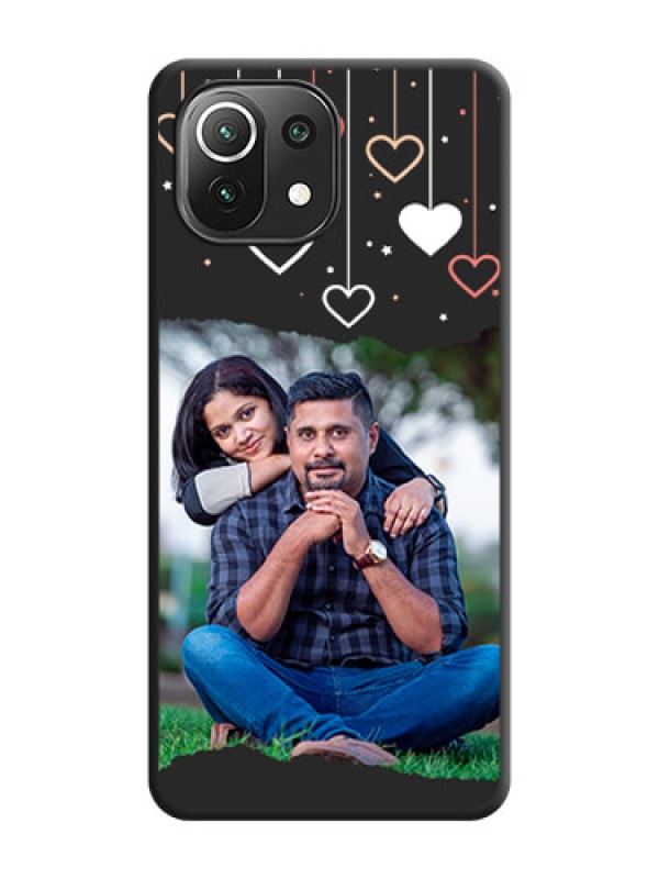 Custom Love Hangings with Splash Wave Picture on Space Black Custom Soft Matte Phone Back Cover - Mi 11 Lite NE 5G