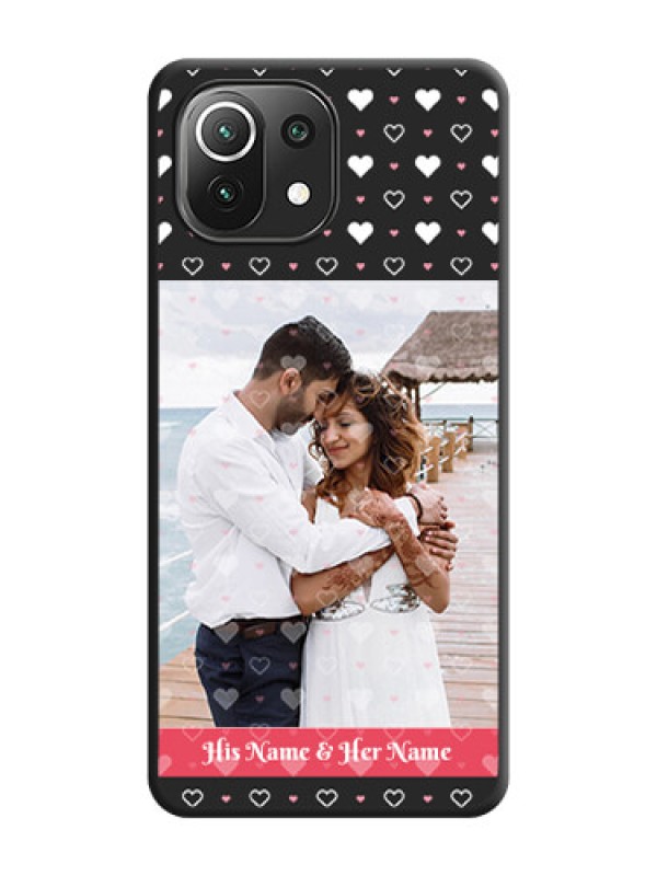 Custom White Color Love Symbols with Text Design on Photo on Space Black Soft Matte Phone Cover - Mi 11 Lite NE 5G