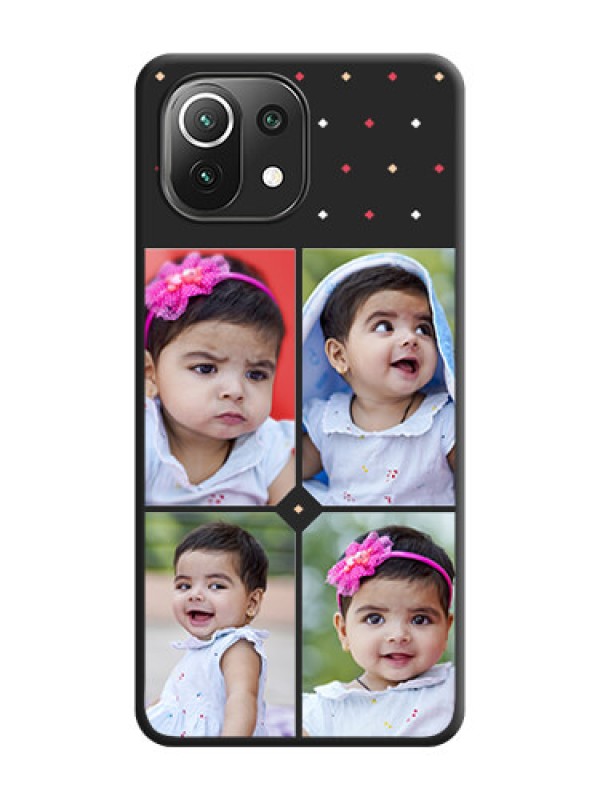 Custom Multicolor Dotted Pattern with 4 Image Holder on Space Black Custom Soft Matte Phone Cases - Mi 11 Lite NE 5G