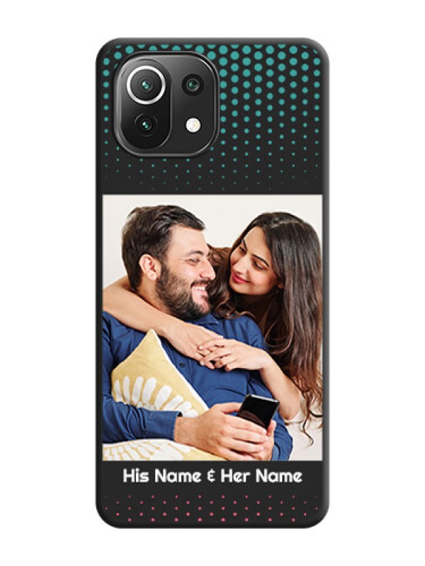 Custom Faded Dots with Grunge Photo Frame and Text on Space Black Custom Soft Matte Phone Cases - Mi 11 Lite NE 5G