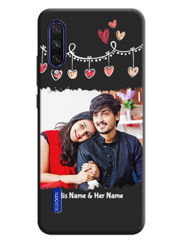 Custom Pink Love Hangings with Name on Space Black Custom Soft Matte Phone Cases - Mi A3