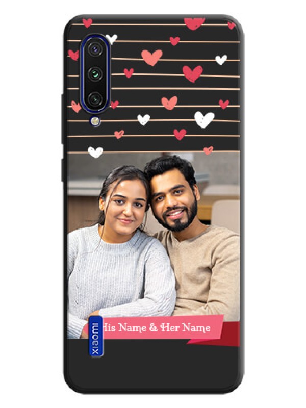 Custom Love Pattern with Name on Pink Ribbon  - Photo on Space Black Soft Matte Back Cover - Mi A3