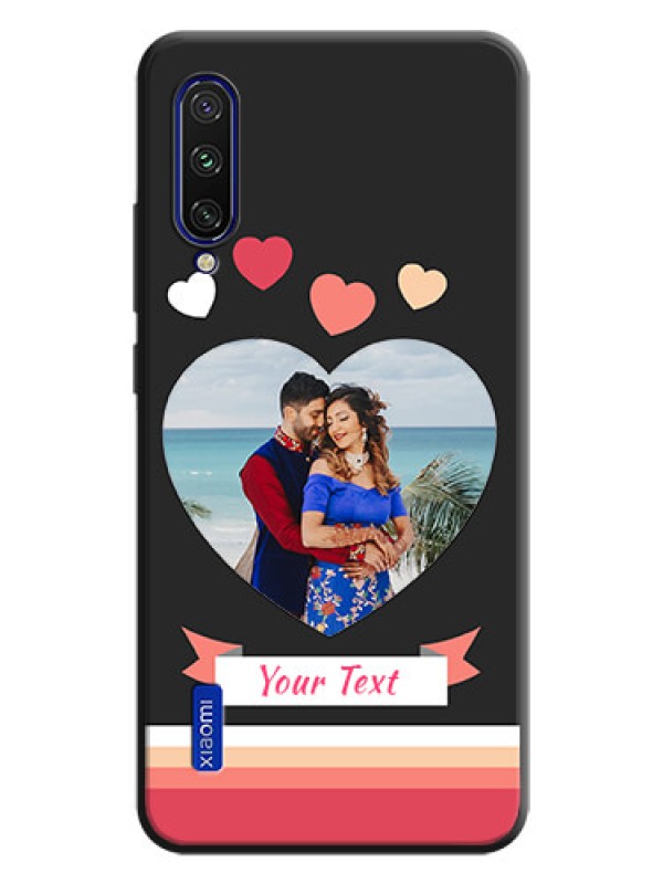 Custom Love Shaped Photo with Colorful Stripes on Personalised Space Black Soft Matte Cases - Mi A3