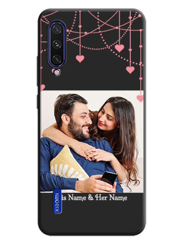 Custom Pink Love Hangings with Text on Space Black Custom Soft Matte Back Cover - Mi A3