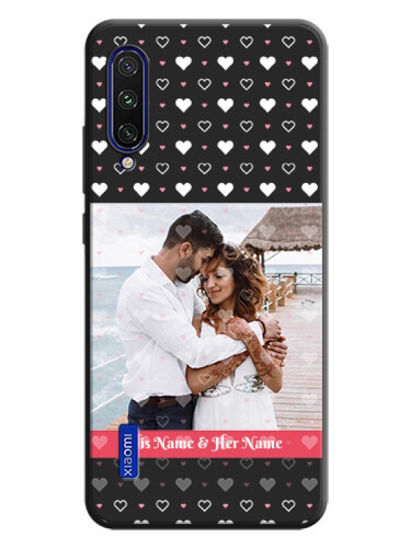 Custom White Color Love Symbols with Text Design - Photo on Space Black Soft Matte Phone Cover - Mi A3