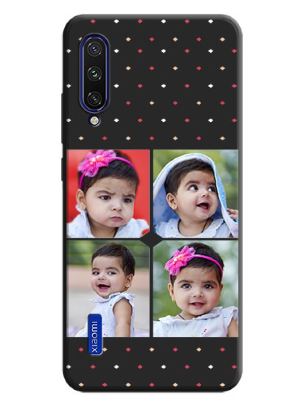 Custom Multicolor Dotted Pattern with 4 Image Holder on Space Black Custom Soft Matte Phone Cases - Mi A3