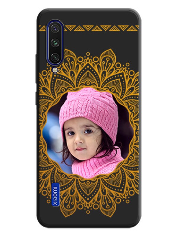 Custom Round Image with Floral Design - Photo on Space Black Soft Matte Mobile Cover - Mi A3
