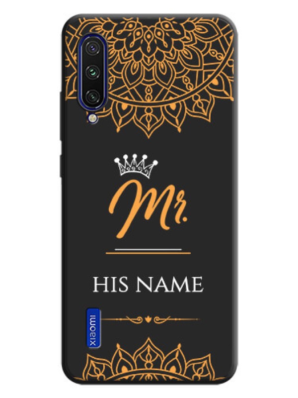 Custom Mr Name with Floral Design  on Personalised Space Black Soft Matte Cases - Mi A3