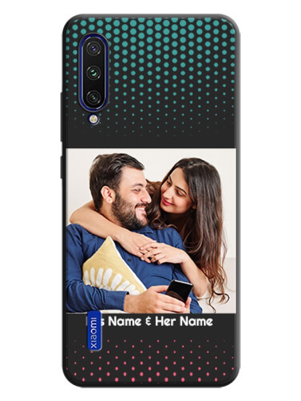 Custom Faded Dots with Grunge Photo Frame and Text on Space Black Custom Soft Matte Phone Cases - Mi A3
