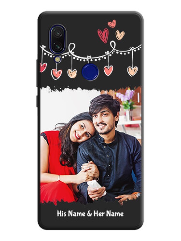 Custom Pink Love Hangings with Name on Space Black Custom Soft Matte Phone Cases - Redmi 7