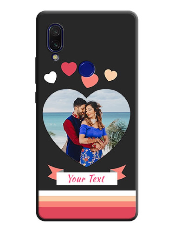 Custom Love Shaped Photo with Colorful Stripes on Personalised Space Black Soft Matte Cases - Redmi 7