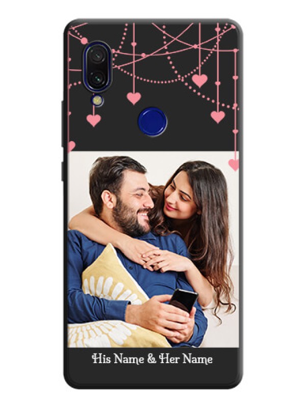 Custom Pink Love Hangings with Text on Space Black Custom Soft Matte Back Cover - Redmi 7