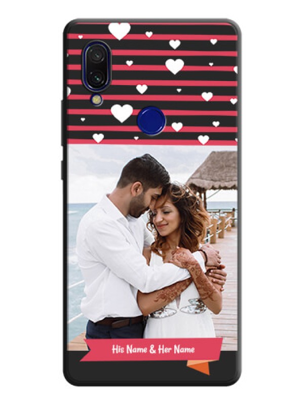 Custom White Color Love Symbols with Pink Lines Pattern on Space Black Custom Soft Matte Phone Cases - Redmi 7