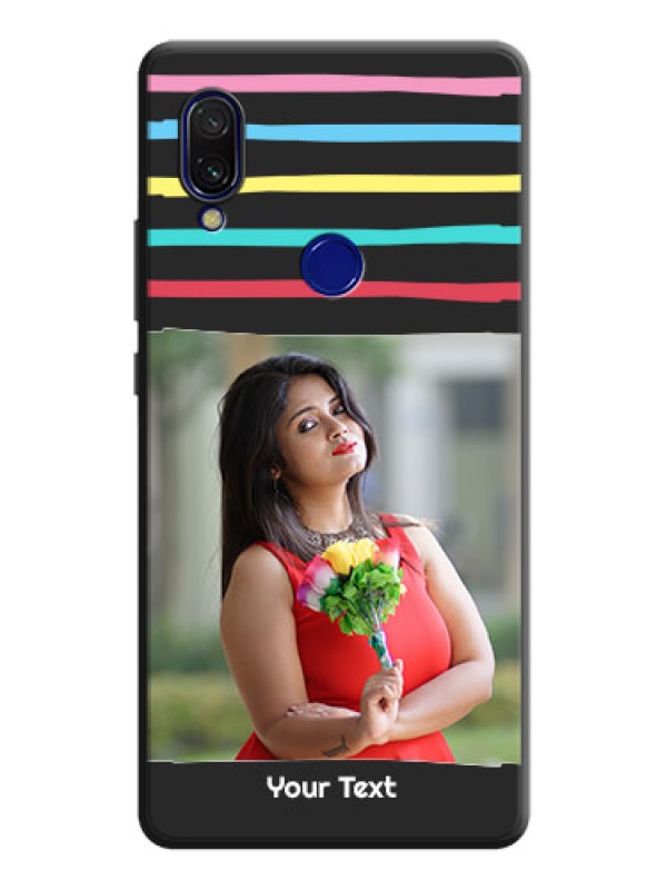 Custom Multicolor Lines with Image on Space Black Personalized Soft Matte Phone Covers - Redmi 7