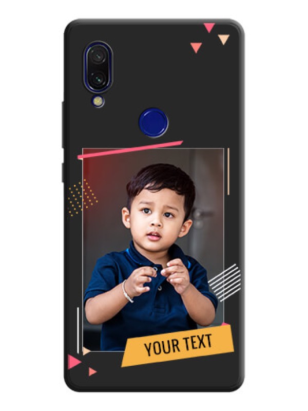 Custom Photo Frame with Triangle Small Dots - Photo on Space Black Soft Matte Back Cover - Redmi 7