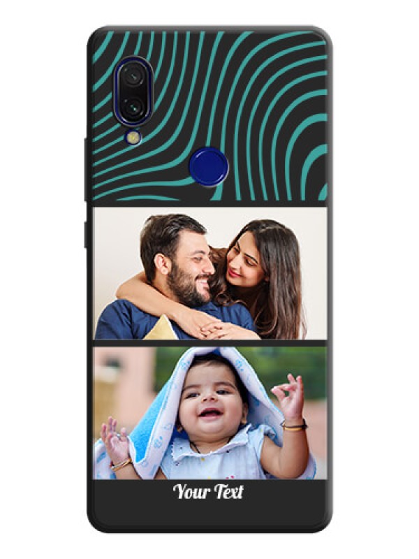 Custom Wave Pattern with 2 Image Holder on Space Black Personalized Soft Matte Phone Covers - Redmi 7