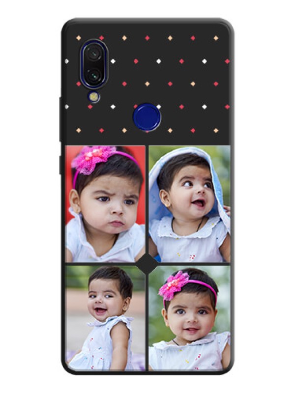 Custom Multicolor Dotted Pattern with 4 Image Holder on Space Black Custom Soft Matte Phone Cases - Redmi 7