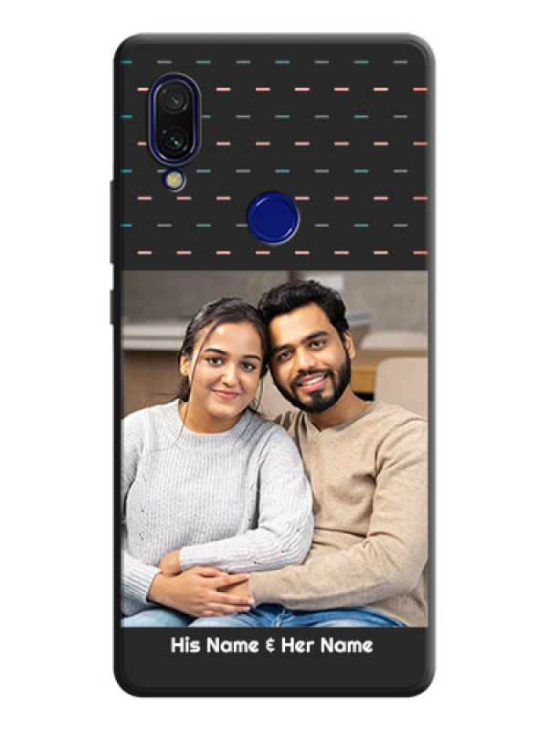 Custom Line Pattern Design with Text on Space Black Custom Soft Matte Phone Back Cover - Redmi 7