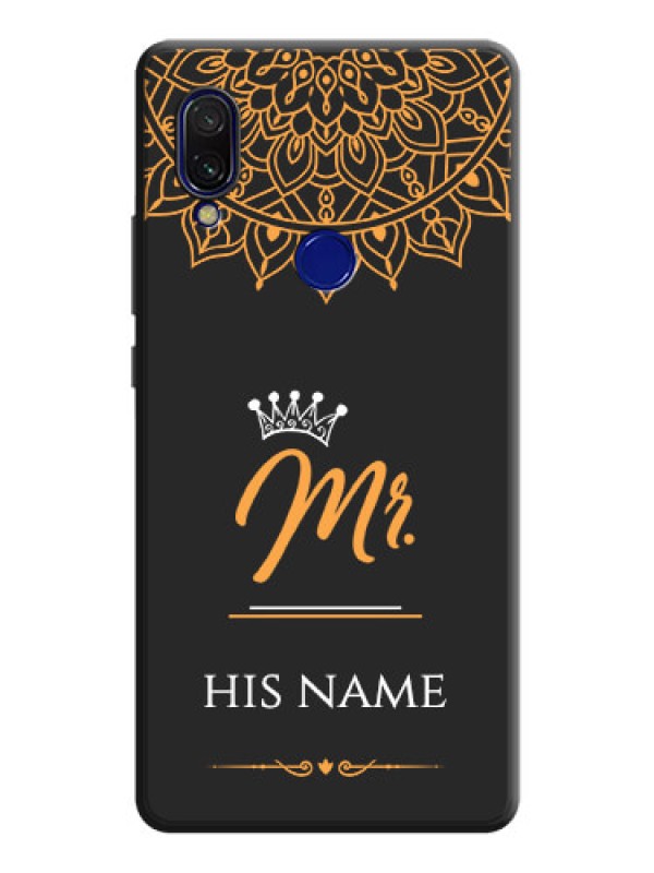 Custom Mr Name with Floral Design  on Personalised Space Black Soft Matte Cases - Redmi 7
