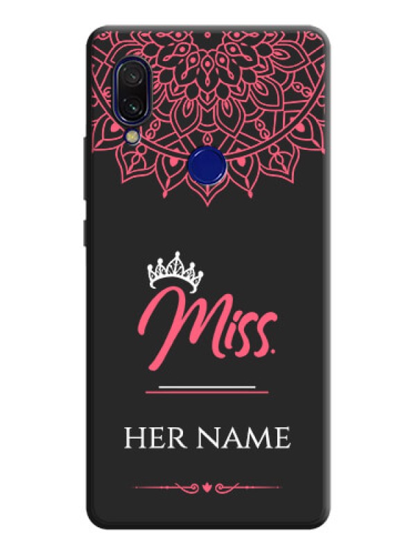 Custom Mrs Name with Floral Design on Space Black Personalized Soft Matte Phone Covers - Redmi 7