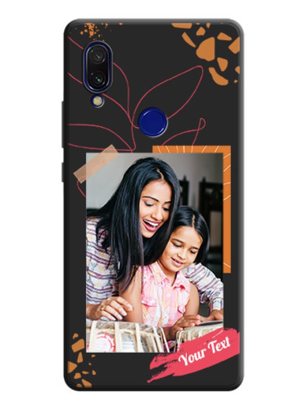 Custom Orange Photo Frame on Space Black Custom Soft Matte Phone Back Cover - Redmi 7