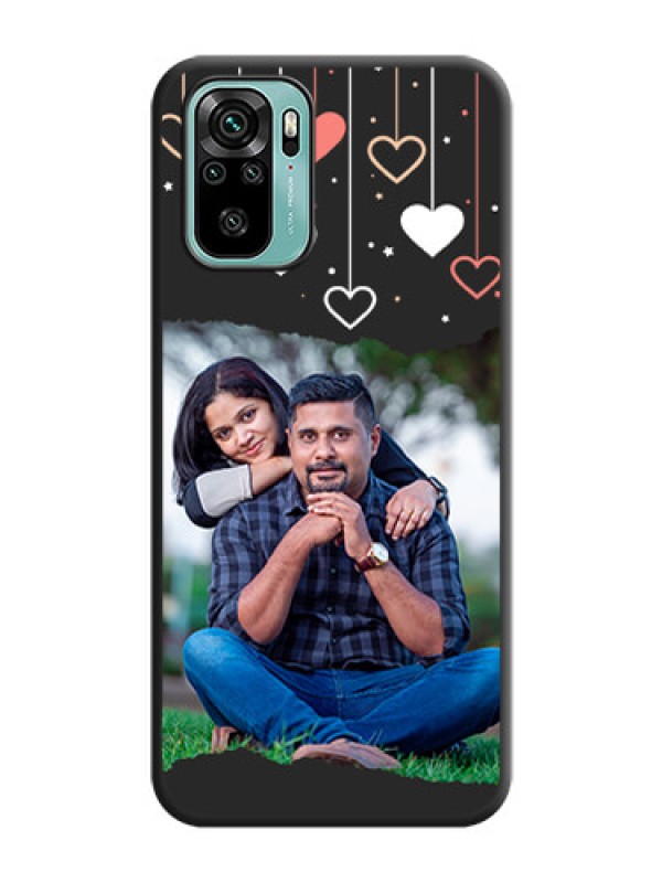 Custom Love Hangings with Splash Wave Picture on Space Black Custom Soft Matte Phone Back Cover - Redmi Note 10