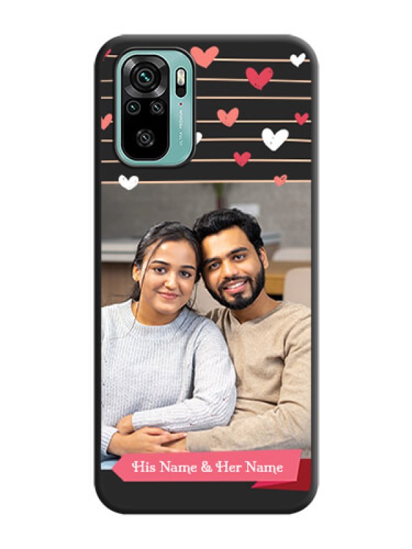 Custom Love Pattern with Name on Pink Ribbon  on Photo on Space Black Soft Matte Back Cover - Redmi Note 10