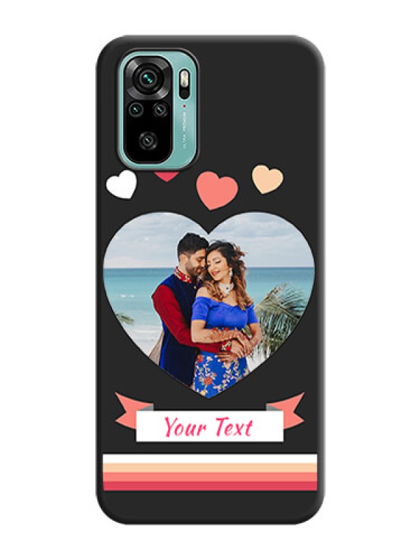 Custom Love Shaped Photo with Colorful Stripes on Personalised Space Black Soft Matte Cases - Redmi Note 10