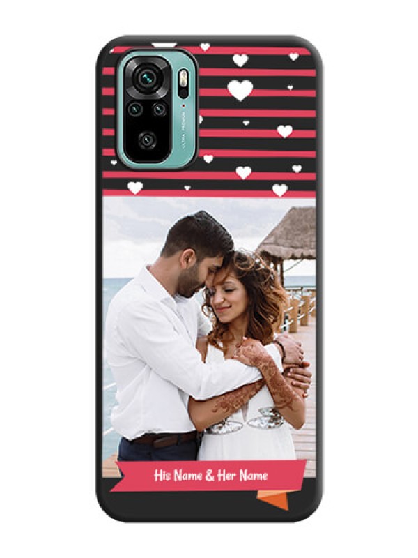 Custom White Color Love Symbols with Pink Lines Pattern on Space Black Custom Soft Matte Phone Cases - Redmi Note 10