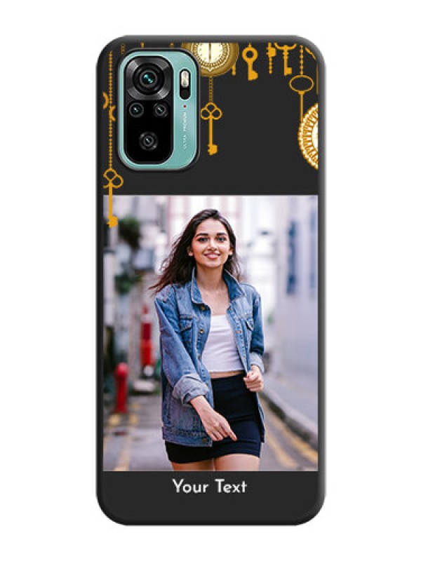 Custom Decorative Design with Text on Space Black Custom Soft Matte Back Cover - Redmi Note 10