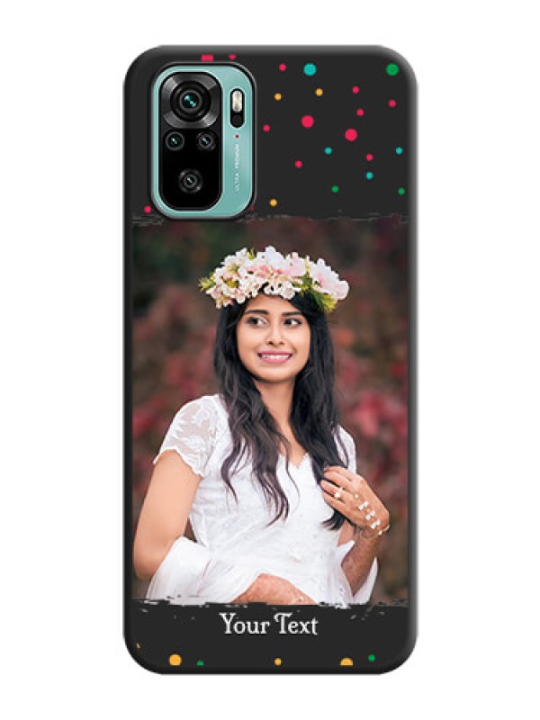 Custom Multicolor Dotted Pattern with Text on Space Black Custom Soft Matte Phone Back Cover - Redmi Note 10